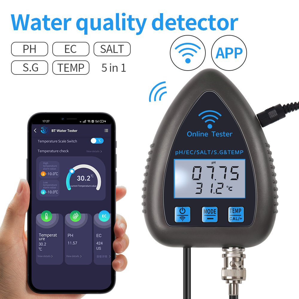 Ph Meter Digital Water Tester - Tuya WiFi 5 in 1 Water