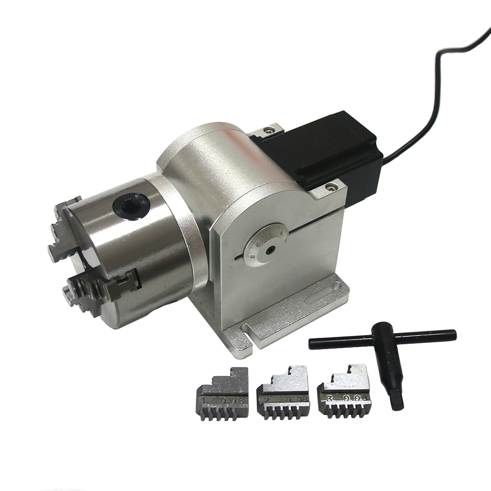 Fiber Laser Marking Machine 30W - 3 Claws Rotary Axis 80mm Chuck