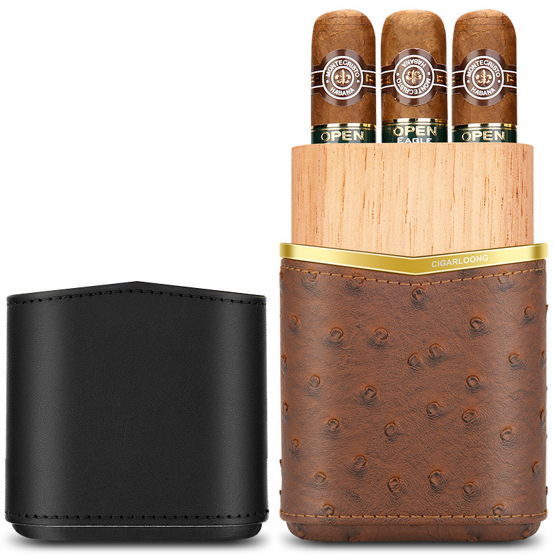 Leather Cigar Case﻿ Cedar Wood - Packaging ulasan dan harga