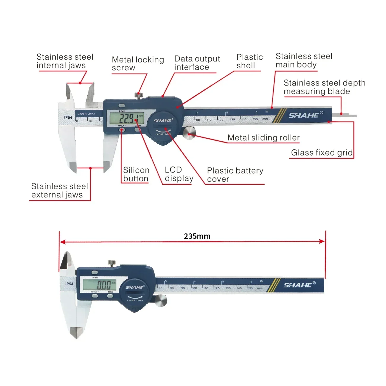 SHAHE Digital Caliper, 6 Inch/ - Digital Caliper 150Mm Stainless Steel ulasan dan harga