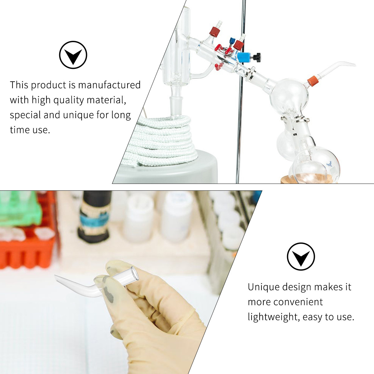 5Pcs Glass Distillation Tube T - Lab Equipment ulasan dan harga