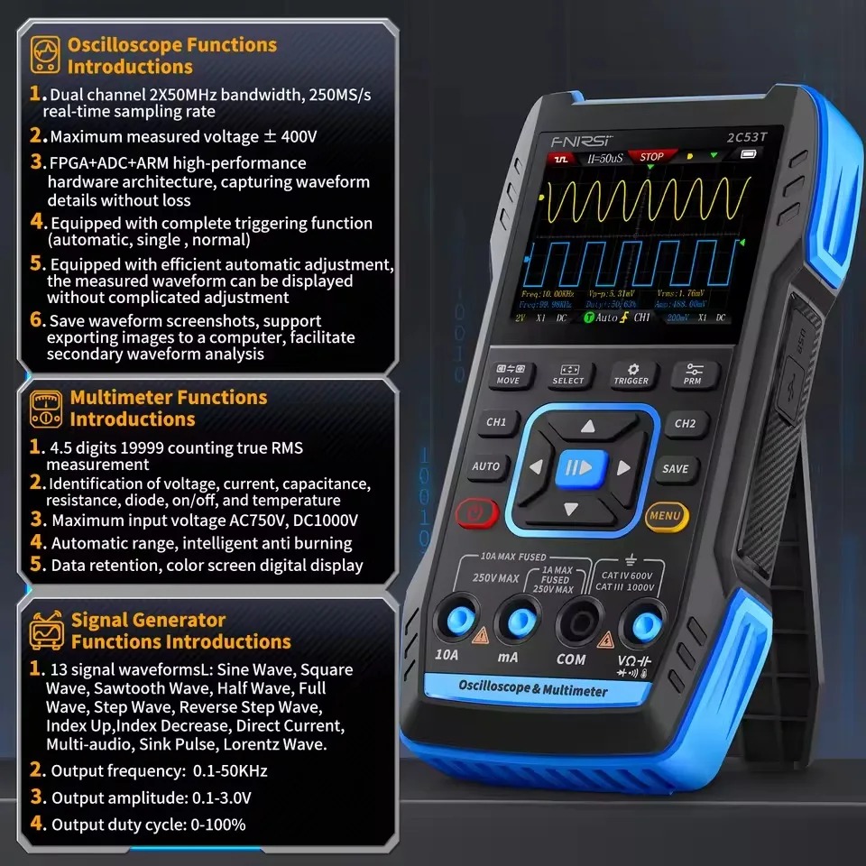 2C23T 3-in-1 Handheld Oscillos - Fnirsi Digital Oscilloscope Handheld ulasan dan harga