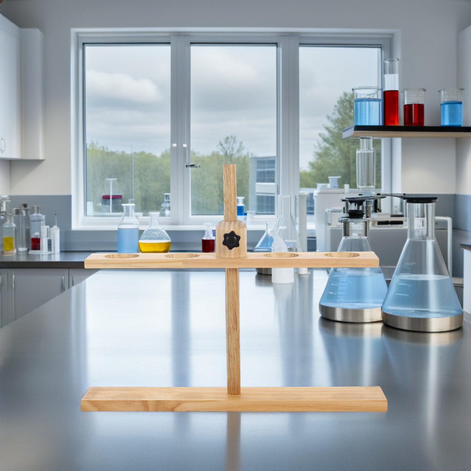 Wooden Separatory Funnel Stand - Lab Equipment ulasan dan harga