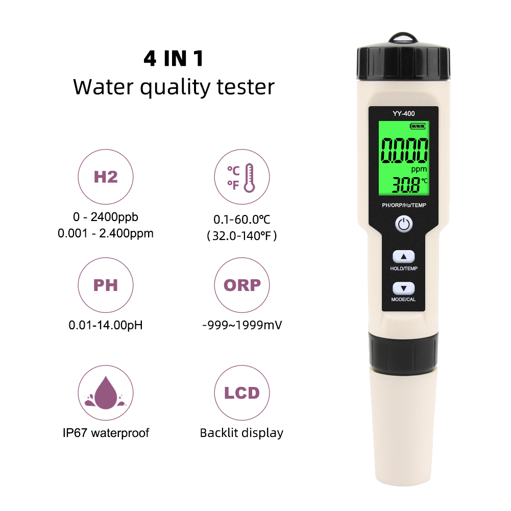4 in 1 YY-400 PH/ORP/H2&TEM Me - Ph Meter Digital Water Tester ulasan dan harga
